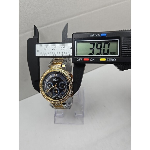 Burgi Womens Two Tone Crystal Swiss Watch Blue MOP Multifunction New Battery - Picture 5 of 10